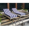 COTTON CRAFT Pool Lounge Chair Cover – 2 Pack – Soft Absorbent 100% Cotton Stripe Dobby Terry Towel Chaise Lounge Beach Chair Cover – Oversized 32 W x 82 Length x 7 inch Pocket – Blue(Navy White)