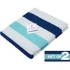 COTTON CRAFT Pool Lounge Chair Cover – 2 Pack – Soft Absorbent 100% Cotton Stripe Dobby Terry Towel Chaise Lounge Beach Chair Cover – Oversized 32 W x 82 Length x 7 inch Pocket – Blue(Ocean Blue Stripe)