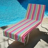 COTTON CRAFT Pool Lounge Chair Cover – 2 Pack – Soft Absorbent 100% Cotton Stripe Dobby Terry Towel Chaise Lounge Beach Chair Cover – Oversized 32 W x 82 Length x 7 inch Pocket – Blue(Pink Multi Stripe)