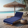 COTTON CRAFT Pool Lounge Chair Cover – 2 Pack – Soft Absorbent 100% Cotton Stripe Dobby Terry Towel Chaise Lounge Beach Chair Cover – Oversized 32 W x 82 Length x 7 inch Pocket – Blue(Blue)