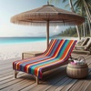 COTTON CRAFT Pool Lounge Chair Cover – 2 Pack – Soft Absorbent 100% Cotton Stripe Dobby Terry Towel Chaise Lounge Beach Chair Cover – Oversized 32 W x 82 Length x 7 inch Pocket – Blue(Summer of Siam)