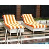 COTTON CRAFT Pool Lounge Chair Cover – 2 Pack – Soft Absorbent 100% Cotton Stripe Dobby Terry Towel Chaise Lounge Beach Chair Cover – Oversized 32 W x 82 Length x 7 inch Pocket – Blue(Orange White)