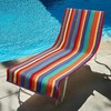 COTTON CRAFT Pool Lounge Chair Cover – 2 Pack – Soft Absorbent 100% Cotton Stripe Dobby Terry Towel Chaise Lounge Beach Chair Cover – Oversized 32 W x 82 Length x 7 inch Pocket – Blue(Summer of Siam)