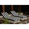 COTTON CRAFT Pool Lounge Chair Cover – 2 Pack – Soft Absorbent 100% Cotton Stripe Dobby Terry Towel Chaise Lounge Beach Chair Cover – Oversized 32 W x 82 Length x 7 inch Pocket – Blue(Black White)