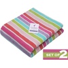 COTTON CRAFT Pool Lounge Chair Cover – 2 Pack – Soft Absorbent 100% Cotton Stripe Dobby Terry Towel Chaise Lounge Beach Chair Cover – Oversized 32 W x 82 Length x 7 inch Pocket – Blue(Pink Multi Stripe)