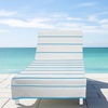 COTTON CRAFT Pool Lounge Chair Cover – 2 Pack – Soft Absorbent 100% Cotton Stripe Dobby Terry Towel Chaise Lounge Beach Chair Cover – Oversized 32 W x 82 Length x 7 inch Pocket – Blue(Aqua Stripe)