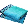 COTTON CRAFT Oversized Beach Towel – 2 Pack 35 x 70 inches XL Beach Towel – 100% Cotton Velour – Big & Huge – Thick Plush 450 GSM Super Soft Luxury Towel – Pool Picnic Bath – Cabana Stripe Navy(Blue Tiles)