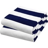 COTTON CRAFT Oversized Beach Towel – 2 Pack 35 x 70 inches XL Beach Towel – 100% Cotton Velour – Big & Huge – Thick Plush 450 GSM Super Soft Luxury Towel – Pool Picnic Bath – Cabana Stripe Navy(Navy White)