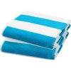 COTTON CRAFT Oversized Beach Towel – 2 Pack 35 x 70 inches XL Beach Towel – 100% Cotton Velour – Big & Huge – Thick Plush 450 GSM Super Soft Luxury Towel – Pool Picnic Bath – Cabana Stripe Navy(Aqua White)