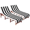 COTTON CRAFT Pool Lounge Chair Cover – 2 Pack – Soft Absorbent 100% Cotton Stripe Dobby Terry Towel Chaise Lounge Beach Chair Cover – Oversized 32 W x 82 Length x 7 inch Pocket – Blue(Black)