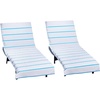 COTTON CRAFT Pool Lounge Chair Cover – 2 Pack – Soft Absorbent 100% Cotton Stripe Dobby Terry Towel Chaise Lounge Beach Chair Cover – Oversized 32 W x 82 Length x 7 inch Pocket – Blue(Aqua Stripe)