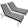 COTTON CRAFT Pool Lounge Chair Cover – 2 Pack – Soft Absorbent 100% Cotton Stripe Dobby Terry Towel Chaise Lounge Beach Chair Cover – Oversized 32 W x 82 Length x 7 inch Pocket – Blue(Black White)