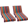 COTTON CRAFT Pool Lounge Chair Cover – 2 Pack – Soft Absorbent 100% Cotton Stripe Dobby Terry Towel Chaise Lounge Beach Chair Cover – Oversized 32 W x 82 Length x 7 inch Pocket – Blue(Summer of Siam)