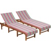 COTTON CRAFT Pool Lounge Chair Cover – 2 Pack – Soft Absorbent 100% Cotton Stripe Dobby Terry Towel Chaise Lounge Beach Chair Cover – Oversized 32 W x 82 Length x 7 inch Pocket – Blue(Pink Multi Stripe)