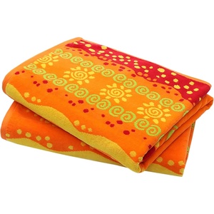 COTTON CRAFT Oversized Beach Towel – 2 Pack 35 x 70 inches XL Beach Towel – 100% Cotton Velour – Big & Huge – Thick Plush 450 GSM Super Soft Luxury Towel – Pool Picnic Bath – Cabana Stripe Navy(Sunshine Orange Yellow)